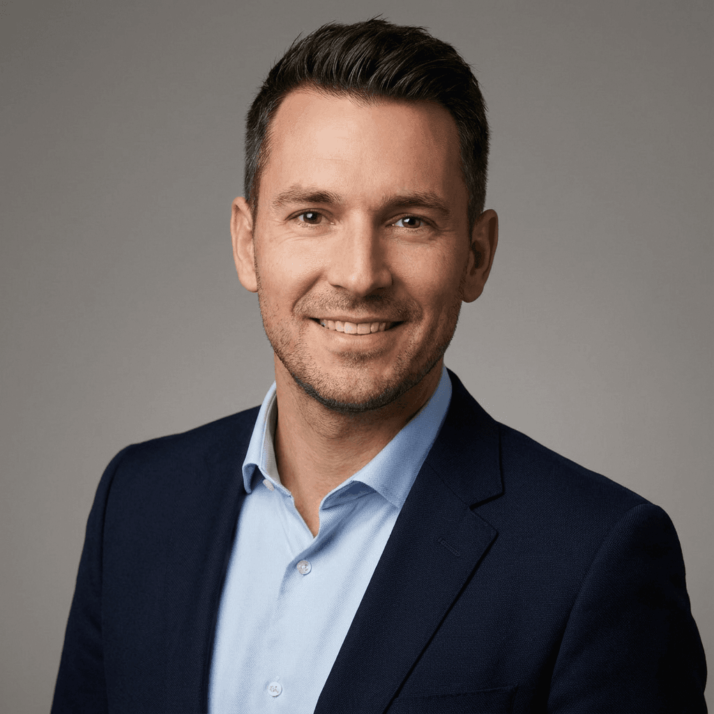 Professional Style AI image: Professional business headshot of a confident person in formal attire, soft studio lighting, neutral
