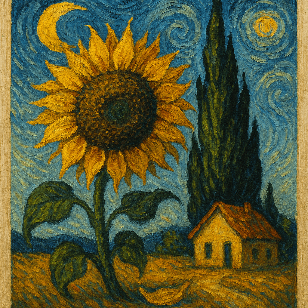 Social Media AI image: Banner style showcase: emblematic motifs, signature palette, defining textures/brushwork, strong com