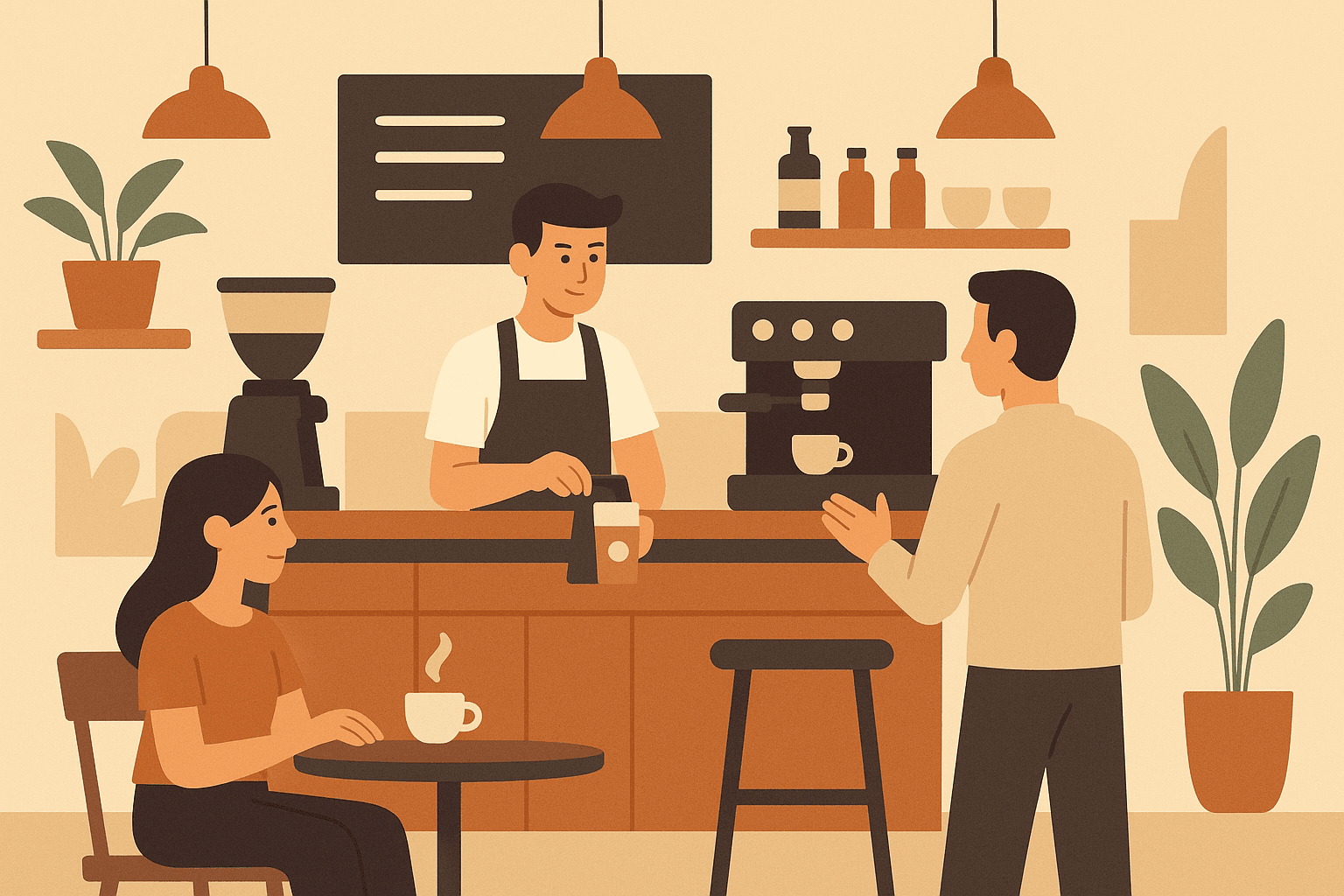Social Media AI image: a modern coffee shop scene.